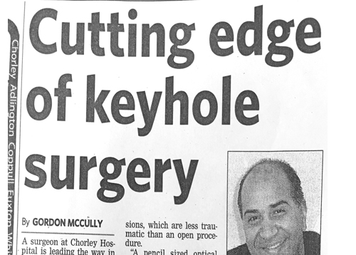 cutting edge of keyhole surgery performed by UK surgeon Mr Aslam Mohammed 